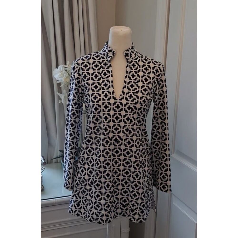 Jude Connally Chris Tunic Women Size XS Blue Geometric Print Catalina Cloth 1944